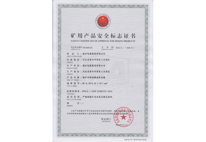 煤矿清静标记证书-快盈VIII