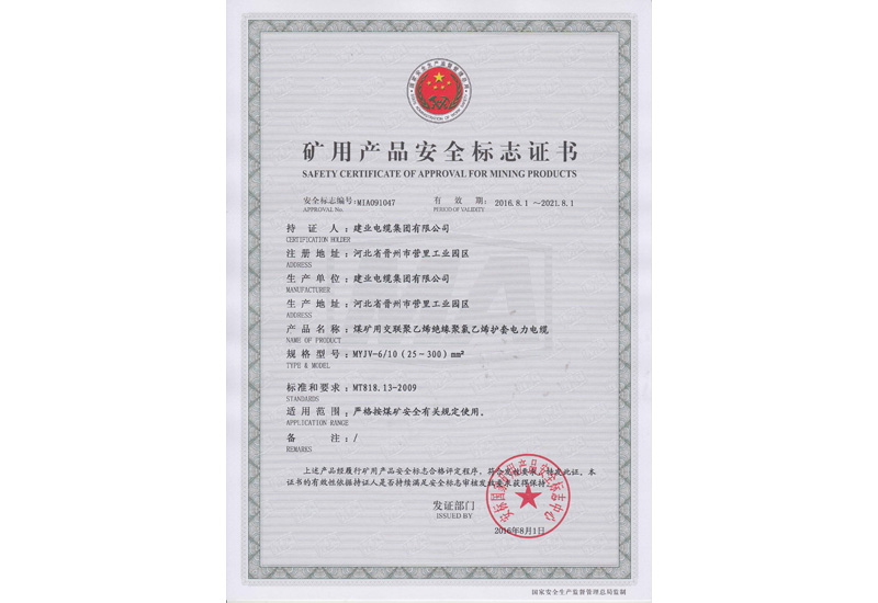 煤矿安标认证证书-快盈VIII