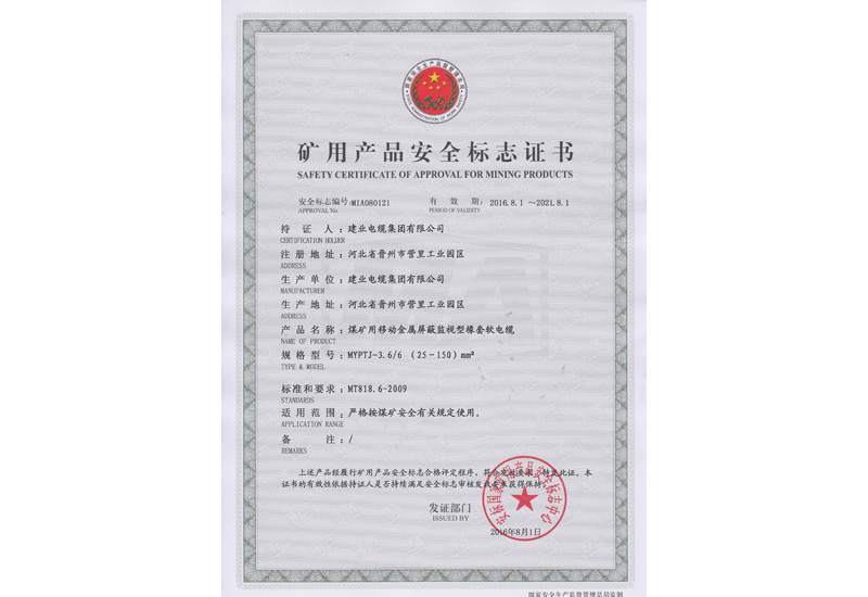 煤矿安标认证证书-快盈VIII